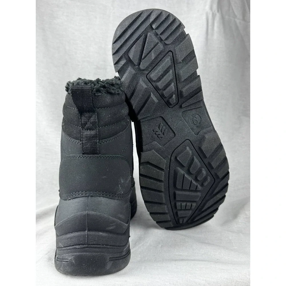 All‎ in Motion Mens Black Faux Fur Lined Winter Snow Boots Size 9 098040084